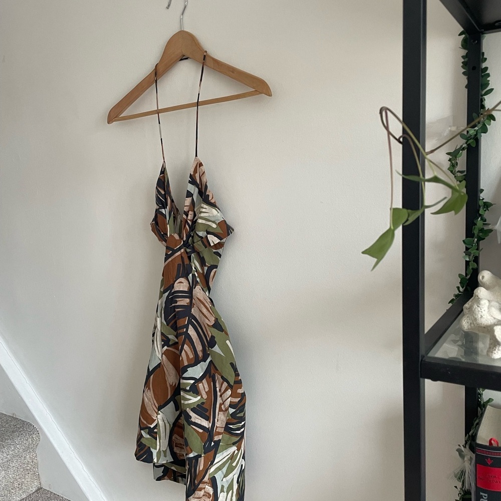 Zara Linen Cotton Tropical Cut Out Summer Beach Festival Resort Mini Dress Small - Picture 3 of 10